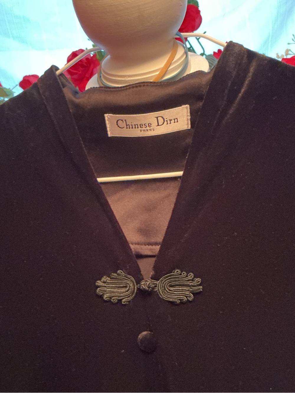 Black Velvet Women's Coat with Decorative Frog Closures